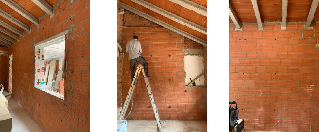 Aislamiento en pared con un solo tabique o bajo tejado en buhardilla, se realiza trasdosado y luego se procede al insuflado